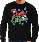 Foute Kersttrui / sweater - Santa hates vegans - zwart voor heren - kerstkleding / kerst outfit L (52)
