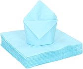 40x lichtblauwe kleine cocktail servetten 25 x 25 cm - Tafel versiering feestartikelen