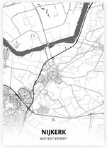 Nijkerk plattegrond - A4 poster - Zwart witte stijl