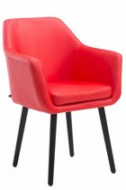 Clp Utrecht Eetkamerstoel - Kunstleer - Rood - Kleur onderstel : Zwart