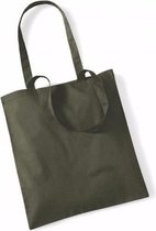 10x Katoenen schoudertasjes olijfgroen 42 x 38 cm - 10 liter - Shopper/boodschappen tas - Tote bag - Draagtas