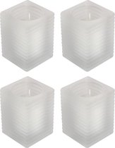 4x Matte glazen kaarsenhouders met kaars 7 x 10 cm 24 branduren - Geurloze kaarsen - Woondecoraties
