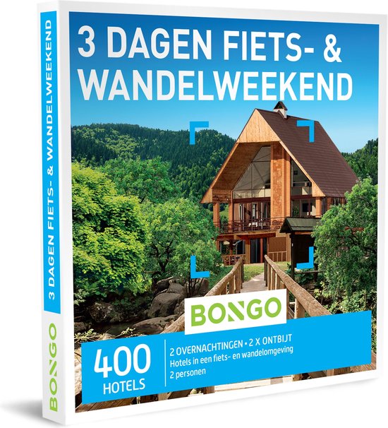 Bongo Bon - 3 Dagen Fiets- & Wandelweekend Cadeaubon - Cadeaukaart cadeau voor man of vrouw | 400 hotels in een fiets- of wandelomgeving