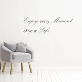 Muursticker Enjoy Every Moment Of Your Life - Donkergrijs - 120 x 42 cm