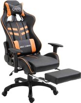 Gamestoel (INCL leer reinigingdoekjes) Orange met Voetensteun - Gaming Stoel - Gaming Chair - Bureaustoel racing - Racestoel - Bureau stoel gamen