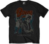 David Bowie Heren Tshirt -XL- 1972 World Tour Zwart