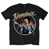 Jimi Hendrix - Script Circle Heren T-shirt - L - Zwart