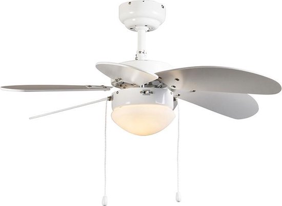 QAZQA fresh - Moderne Plafondventilator met lamp - 1 lichts - Ø 800 mm - Wit - Woonkamer | Slaapkamer | Keuken