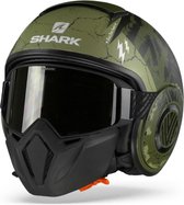 Shark Street Drak Crower Mat Groen Zwart Groen Gkg Jethelm - Motorhelm - Maat M