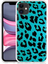 Geschikt voor Apple iPhone 11 Hoesje Luipaard Groen Zwart - Designed by Cazy