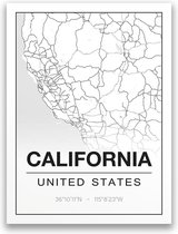 Poster/plattegrond CALIFORNIA - 30x40cm