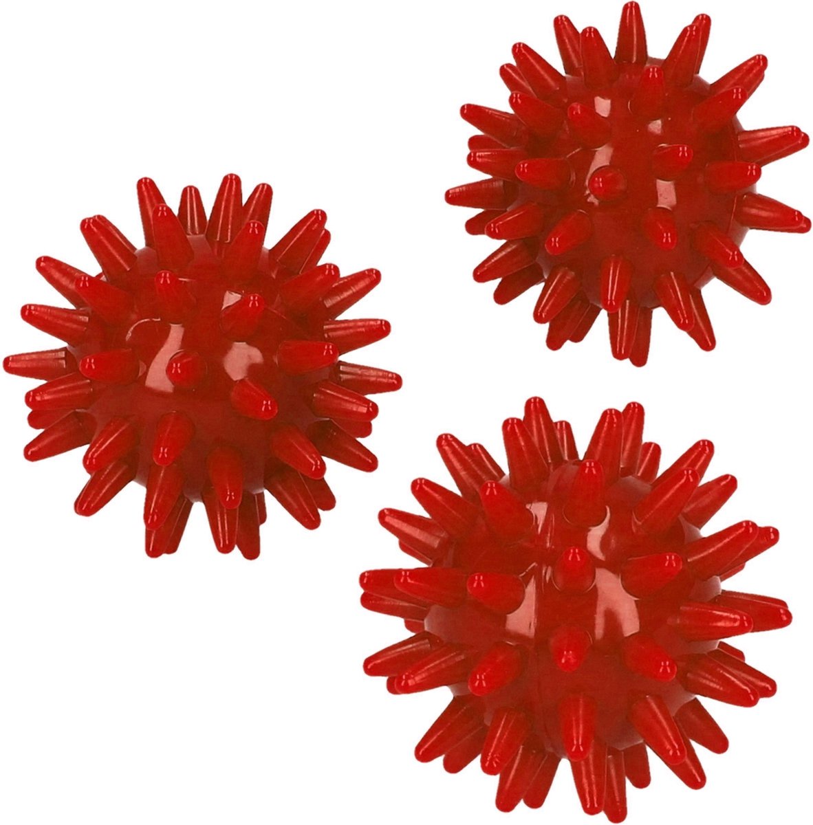 Goedkoopste Massagebal – Set van 3 Kleine Massage Balletjes – voor Ontspannen van Handen en Voeten 5 cm | Hoge Dichtheid Massagestekels | Triggerpoint | Stekels | Lacrosse Bal – Rood