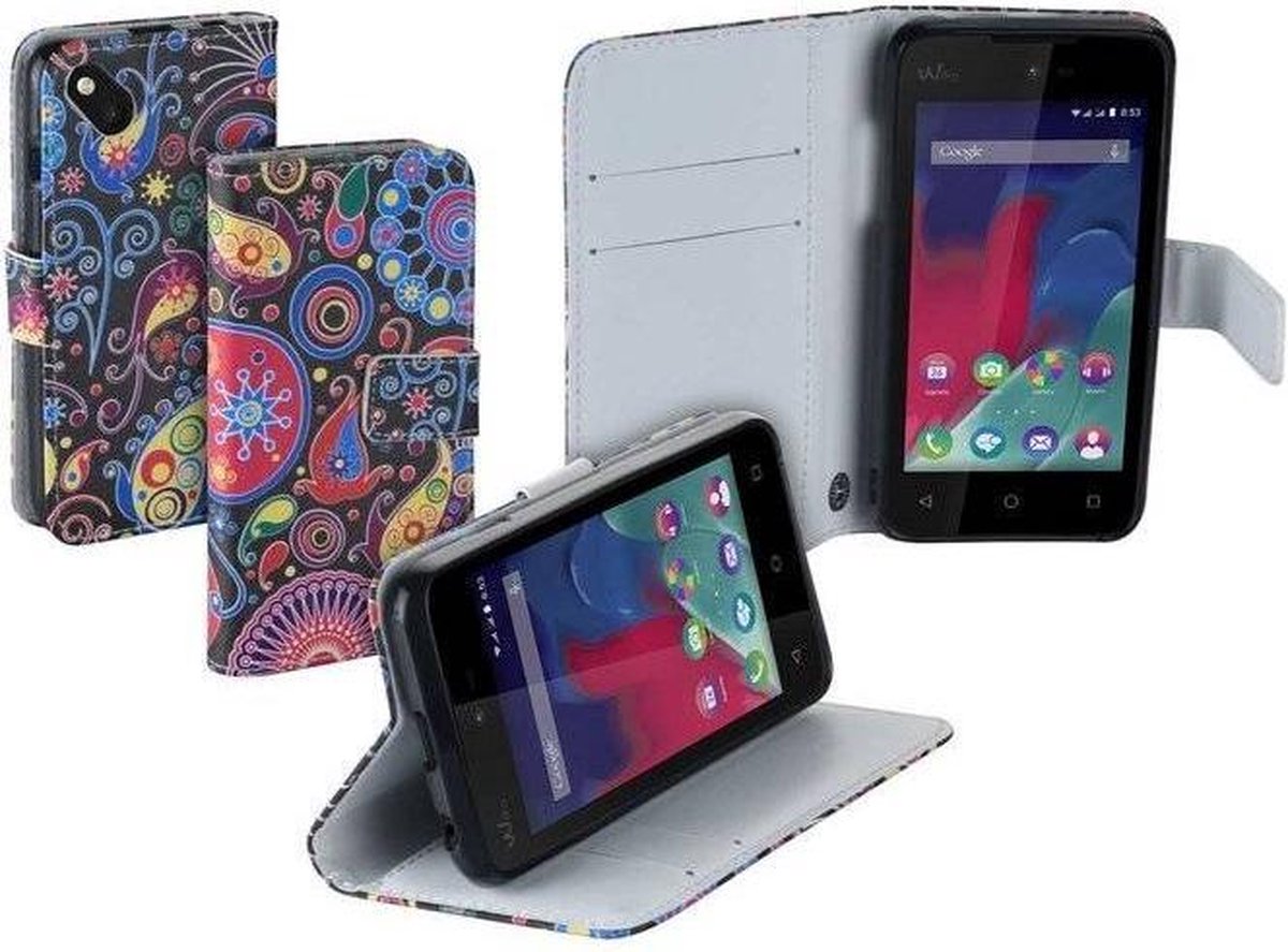 Fantasie design TPU bookcase Smartphonehoesje voor Wiko Sunset 2 wallet case
