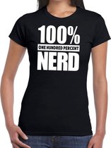 100% percent nerd tekst t-shirt zwart voor dames - honderd procent  nerd shirt M