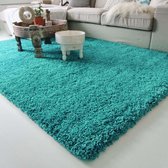 Hoogpolig vloerkleed shaggy Royal 5cm hoogte - turquoise 60x110 cm