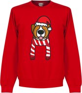 Hond Rood / Wit Supporter kersttrui - Rood - Kinderen - 140