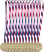 Relaxdays gouden medaille - set van 12 stuks - medailles kinderen - goudkleurig