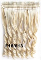 Clip in hair extensions 1 baan wavy blond - F18/613