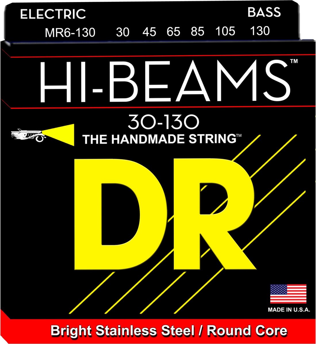 DR Strings MR6-130 Hi-Beams Medium to Heavy 30-130 6-snarige basgitaarsnaren