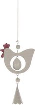 Decoratiehangers - Hanging Hen With Spring 8x14cm 3pc Grey