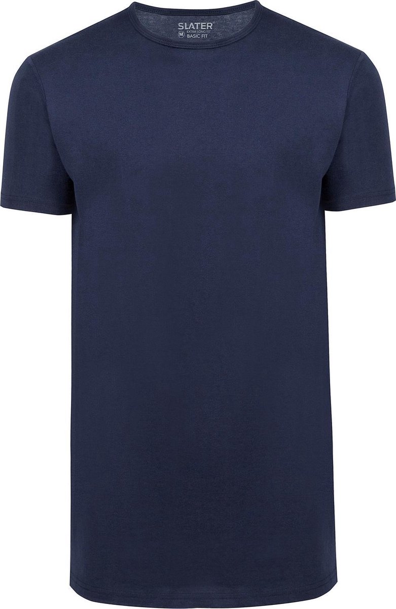 Slater - 2-pack T-shirt Basic Extra Lang O-neck Navy - Heren - Maat 3XL - Regular-fit