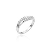 Jewels Inc. - Ring - Gezet met Zirkonia Stenen - 5mm Breed - Maat 58 - Gerhodineerd Zilver 925