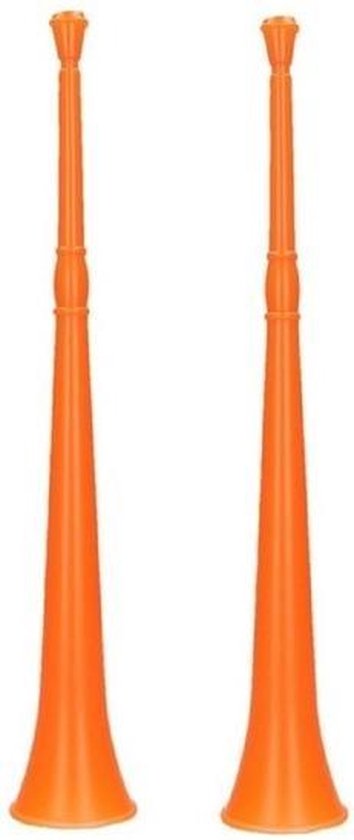 2x Oranje vuvuzela grote blaastoeter 48 - Oranje feesttoeters | bol.com