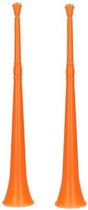 2x Oranje vuvuzela grote blaastoeter 48 cm - Oranje feesttoeters