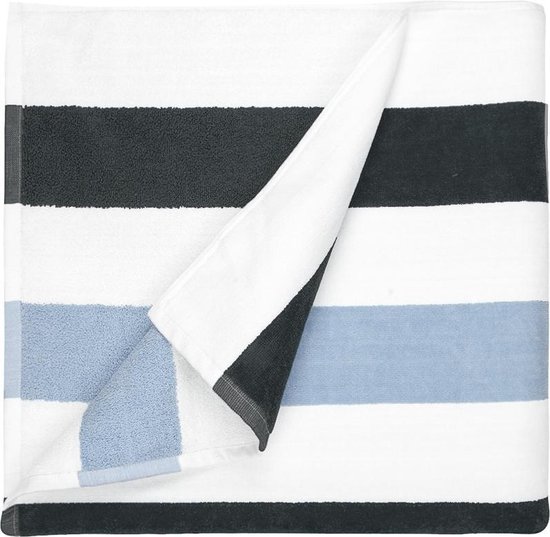 The One Towelling Strandlaken Stripe - Badlaken - Handdoek - 90x190 cm - 100% zacht katoen - Antraciet/Lichtblauw