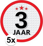 5x 3 Jaar leeftijd stickers rond 15 cm - 3 jaar verjaardag/jubileum versiering 5 stuks