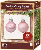 Glazen Kerstballen set 88-delig roze - Kerstboomversiering roze