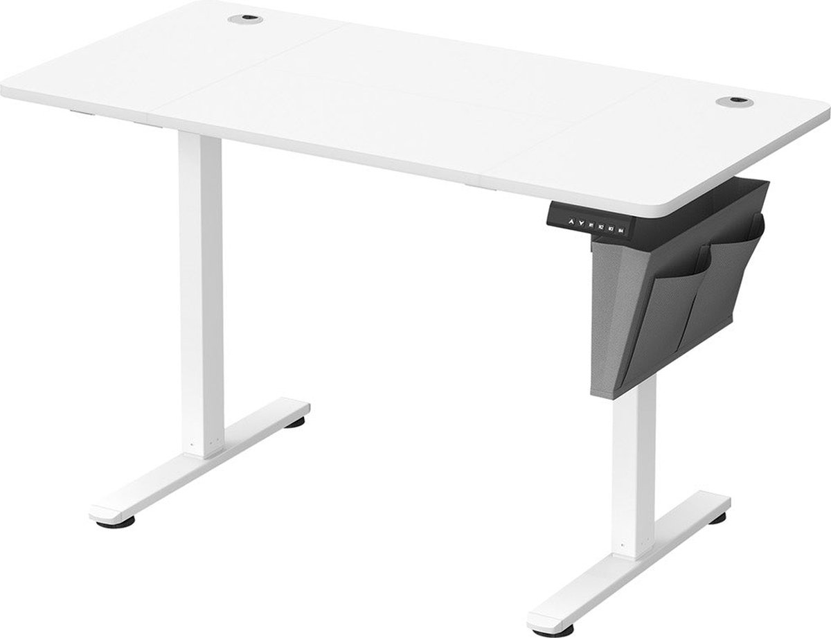 Elektrisch Sta-bureau - In Hoogte Verstelbaar Bureau - Zit-Sta Bureau - Spaanplaat en Staal - 60cm x 120cm x 120cm - Wolkenwit