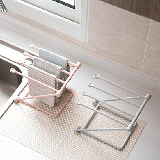 Égouttoir à Linge Pliable 3 Bras - Support Torchons Cuisine Et Salle De Bain Blanc - Gain De Place