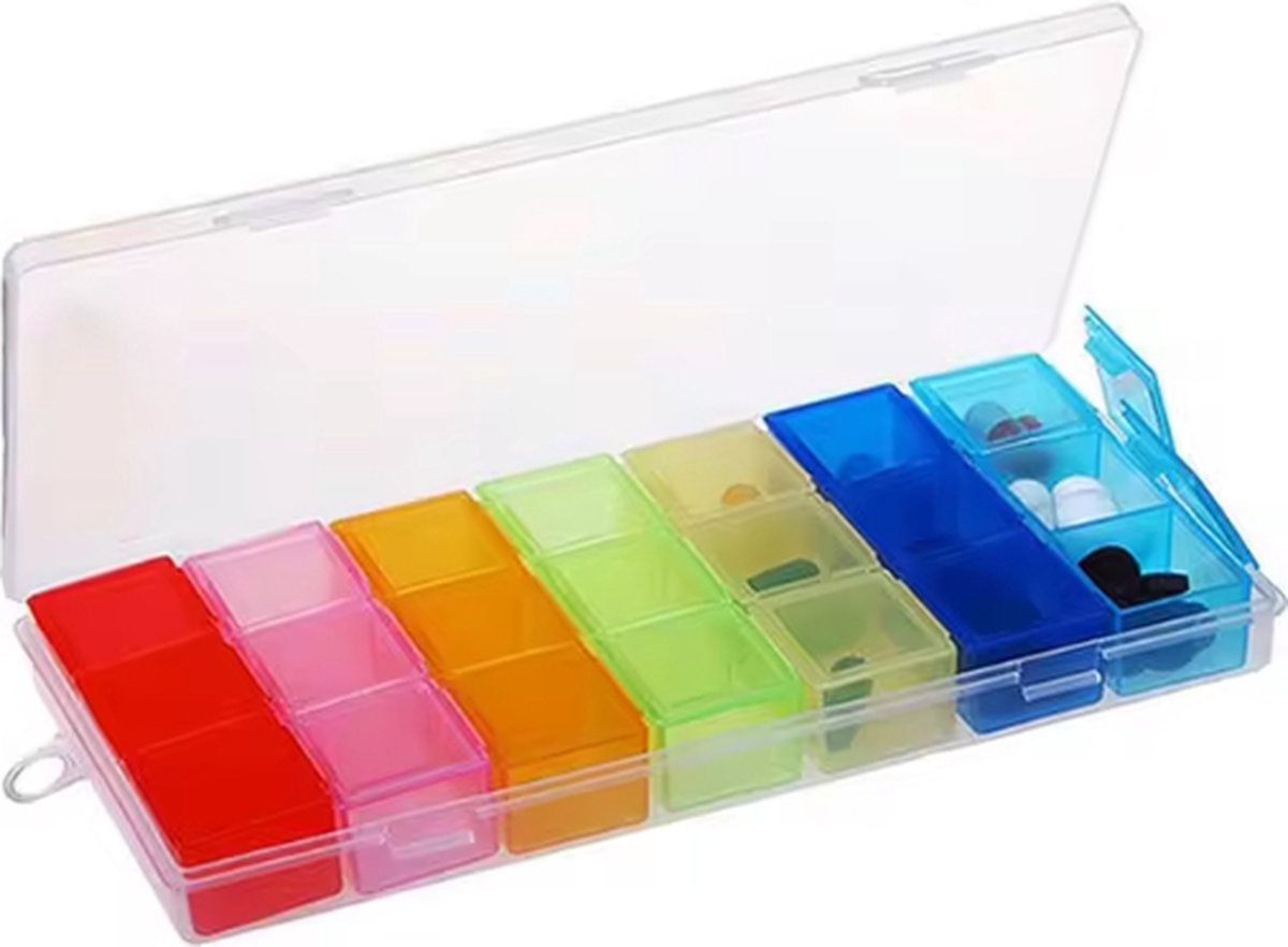 Goedkoopste Scoby - Pillendoos - Medicijnen Box - 7 Dagen - 21 Vaks - 3 Doosjes per Dag - Universeel - Vakantie Accessoire
