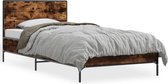 vidaXL Cadre de lit en bois et métal couleur chêne fumé 90x190 cm