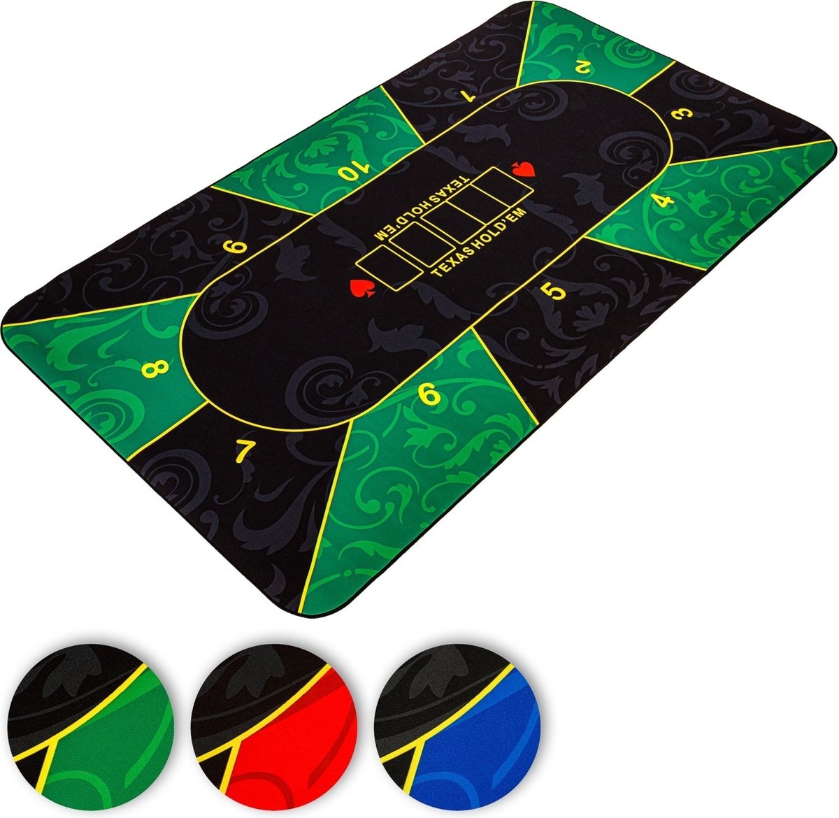 GAMES PLANET Pokermat Pokertafel Kleed Met draagtas XXL 200 x 90 cm Zwart Groen