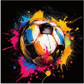 Poster 100x100 cm - Graffiti - Sport - Voetbal - Verf - Bal - Posters - Wanddecoratie tienerkamer - Kamer decoratie voor tieners - Tiener jeugdkamer accessoires
