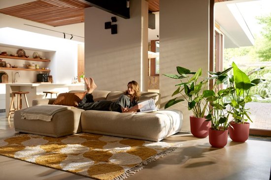 Elho Jazz Round Ø 30cm - Pot de Fleurs d'Intérieur - Plastique 100% recyclé - Structure Unique - Ø 29.5 x H 27.5 cm - Rouge toscane