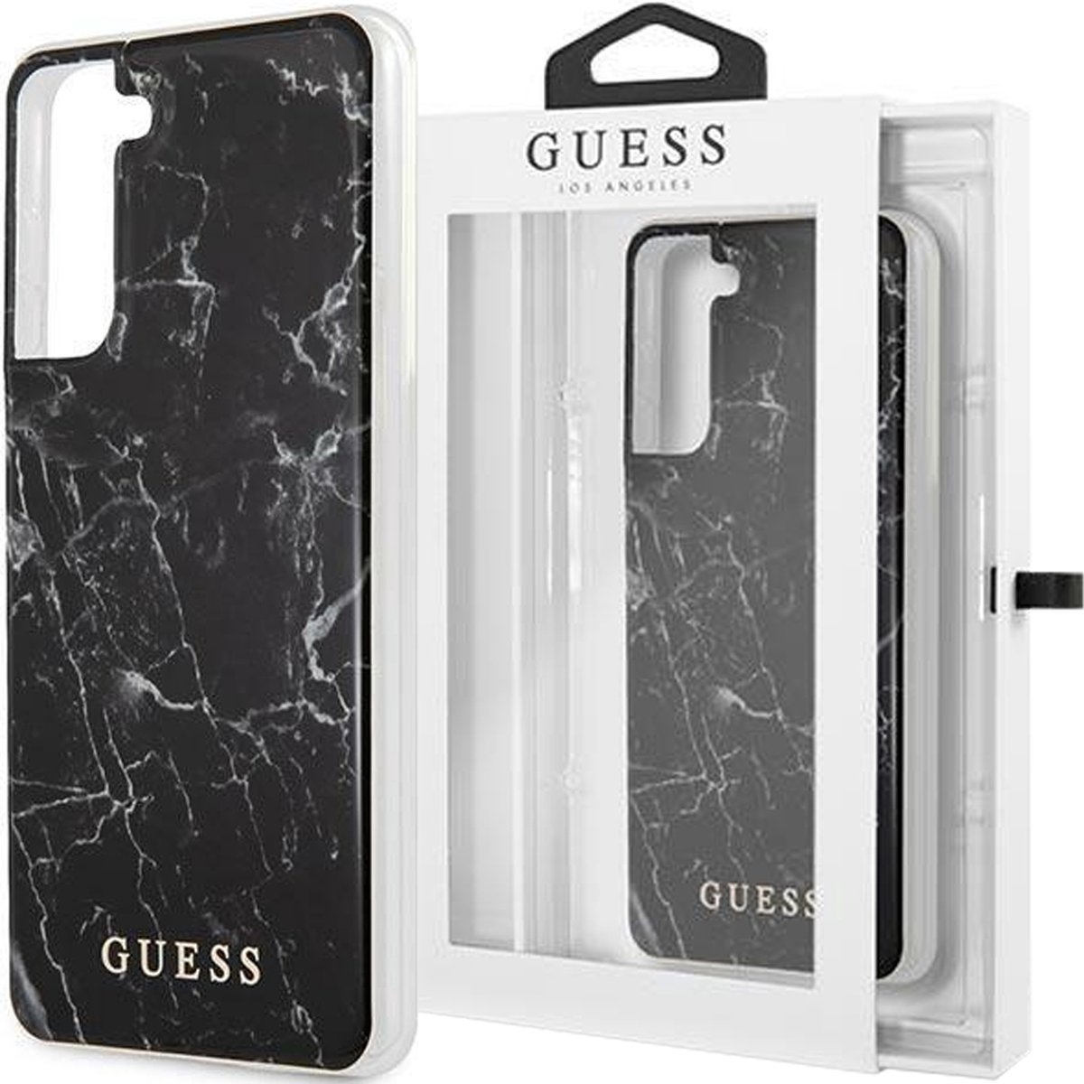 Guess Marble Back Case - Geschikt voor Samsung Galaxy S21 Plus (G996) - Zwart