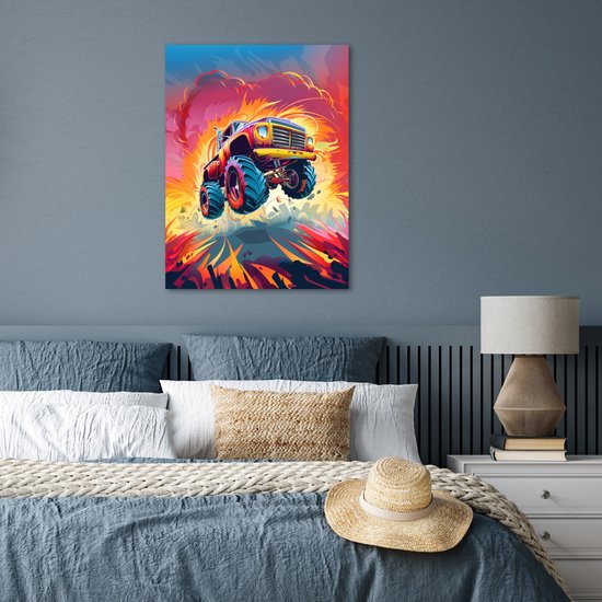 Poster 60x80 cm - Monstertruck - Auto - Jongens - Kleurrijk - Posters - Wanddecoratie tienerkamer - Kamer decoratie voor tieners - Tiener jeugdkamer accessoires