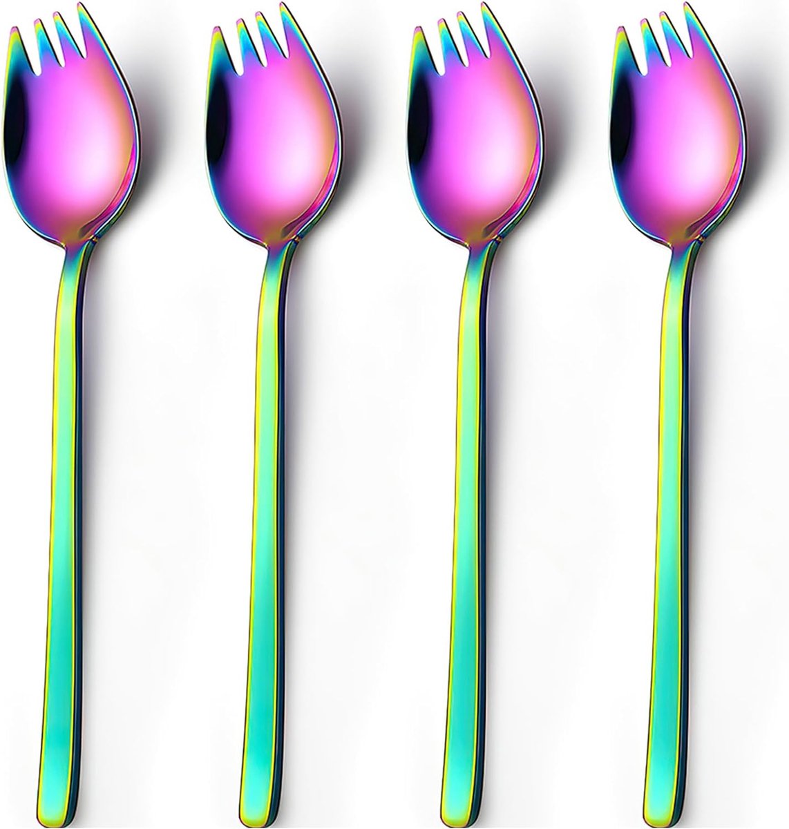 Orivio - Set van 4 vorklepels van roestvrij staal - Multifunctioneel voor diner, soep, salade en meer - 19 cm lang - Ideaal voor familiecamping en picknick outdoor