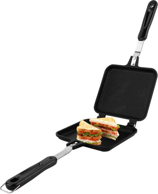 Poêle à Sandwich Double Face Antiadhésive – Gril Rapide Et Facile à Nettoyer Pour Panini, Toasts Et Petits-Déjeuners
