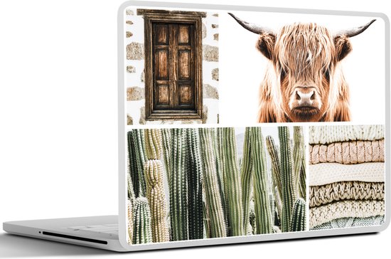 Sticker pour ordinateur portable - 10,1 pouces - Scottish Highlander - Collage - Cactus - Pull