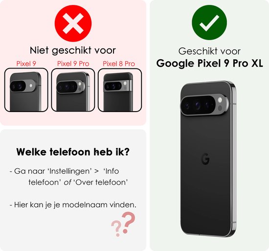 Coque adaptée pour Google Pixel 9 Pro XL Housse de protection arrière en Siliconen - Zwart - 2 PACK