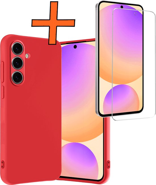 Coque pour Samsung S24 FE Coque en Siliconen avec film protecteur d'écran – Coque pour Samsung Galaxy S24 FE Cover Back Case – Rouge