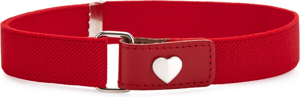 Ladeheid Kinderriem - Riem - Meisjes - Broekriem - Verstelbaar - Polyester - LA-TG-P15G - Rood/Hart - 62 cm x 2,5 cm