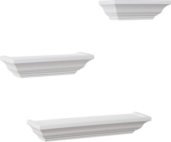 Ensemble d'étagères murales de style baroque Rootz - Étagères flottantes - Présentoir décoratif - MDF de haute qualité - Résistant à l'humidité - 45,7 cm, 30,4 cm, 25,4 cm