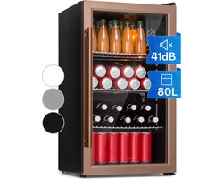 Klarstein Drankkoeler XXL minikoelkast met glazen deur en ledverlichting, minikoelkast voor op de kamer, kleine met 3 schappen, kleine koelkast van 80 liter, koelkast voor binnen en buiten, stil en weerbestendig, 3-10 °C - Drankkoelkast - Touch