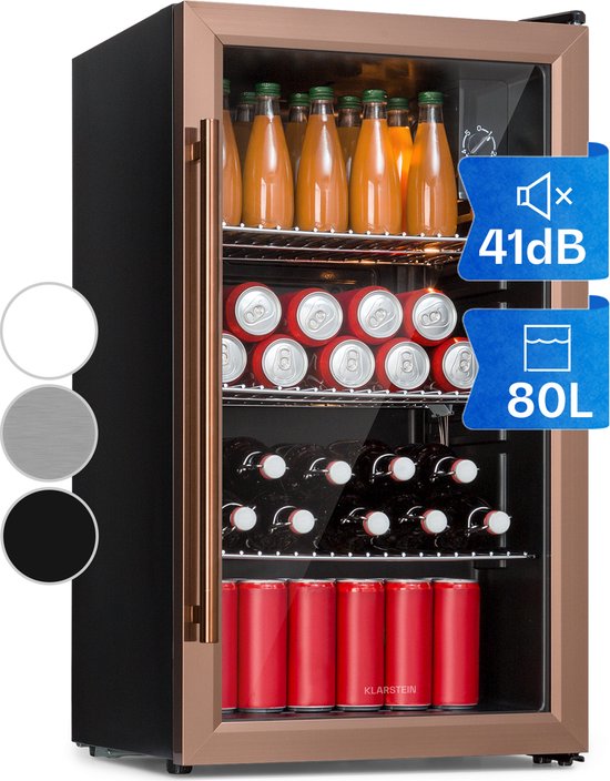 Klarstein Beersafe XXL Drankenkoelkast 80L Bierkoelkast Minibar Met Glazen Deur LED Verlichting 3-10°C