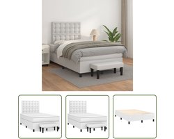 vidaXL Boxspring - Boxspringbed - Boxspring met matras kunstleer wit 120x200 cm - Bed Frame - Tweepersoonsbed - Wit Bed